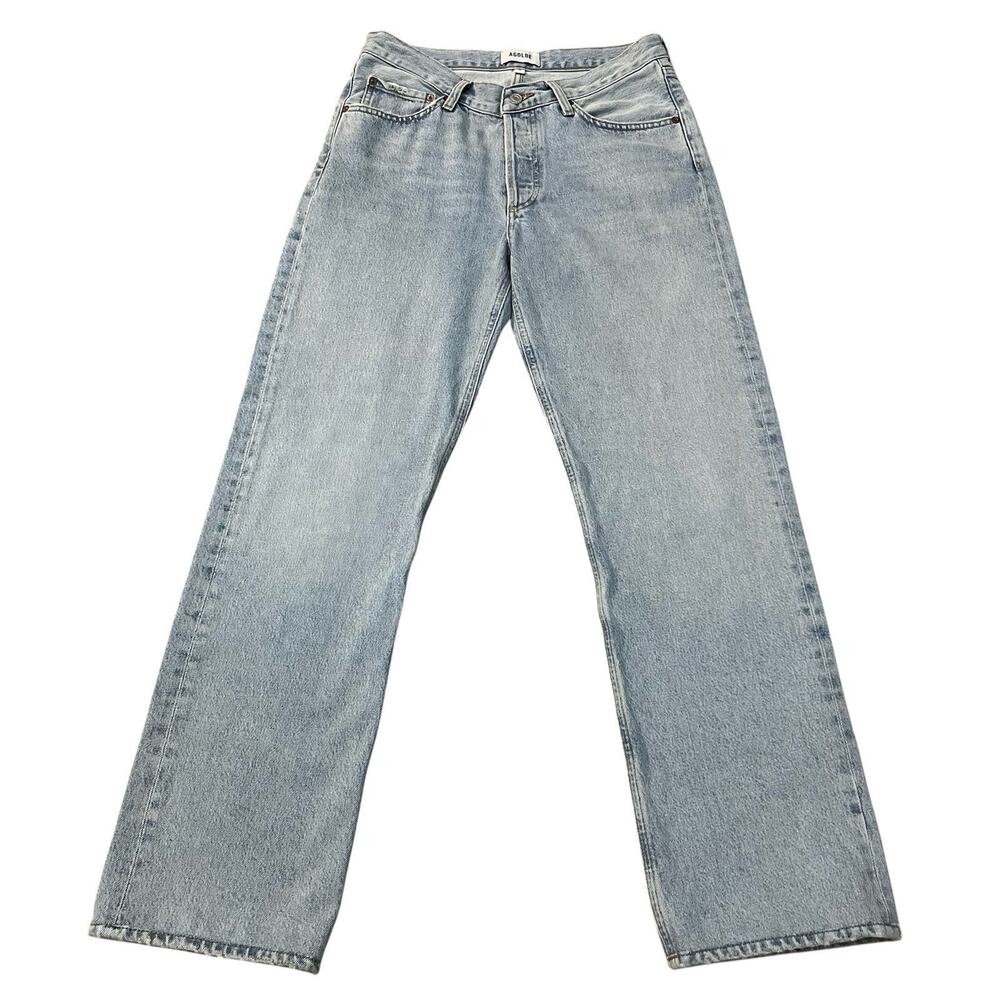 Agolde V-waist Kelly Jeans Size 28 Light Wash Button Fly Straight Fit Relaxed